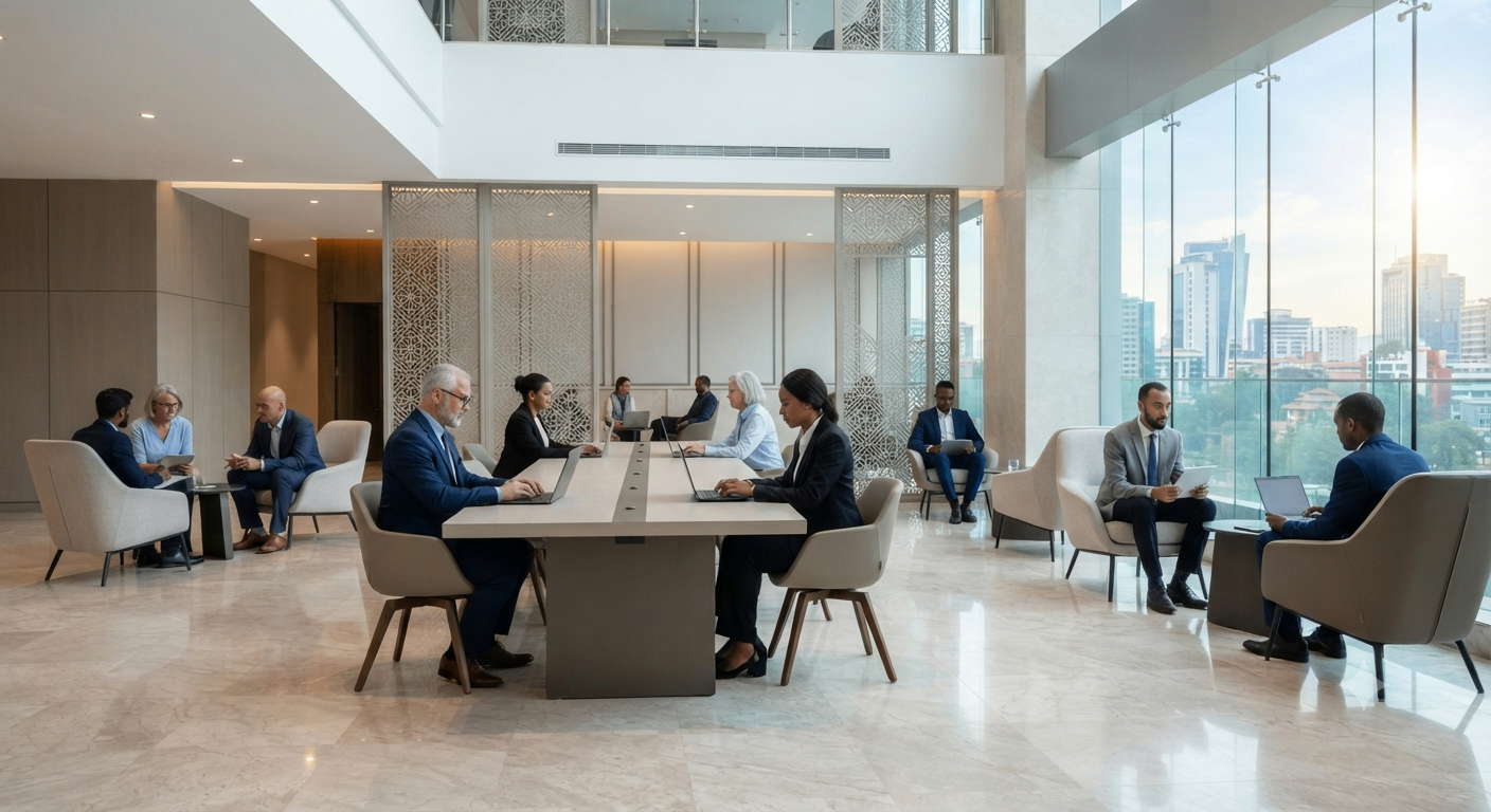 Modern business hotel lounge in Addis Ababa